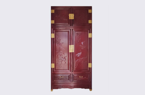 龙湖高端中式家居装修深红色纯实木衣柜